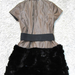 90924B-16  CHANEL COFFEE WOOL&POLYESTER RABBIT HAIR DRESS SIZE 2