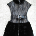 90924B-16A  CHANEL BLACK WOOL&POLYESTER RABBIT HAIR DRESS SIZE 2